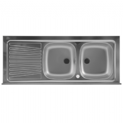 Lavello inox doppia vasca e sgocciolatoio 150x60 Colavene