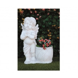 Angelo con fioriera in pietra cm 33x33 H 53