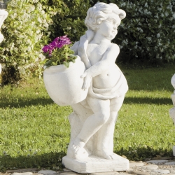 Putto Angelico dx con fioriera in pietra ricostituita  H 71