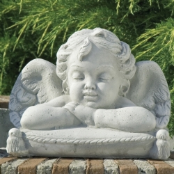 Putto Pensiero 27x15 H 21 in pietra ricostituita