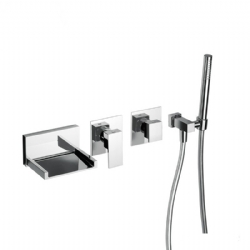 Miscelatore per vasca ad incasso con bocca a cascata mm 120 e kit doccia Open Space