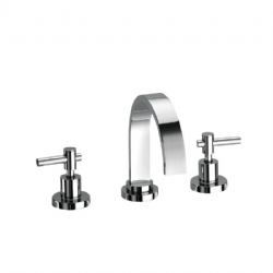 Batteria per bidet tre fori con canna alta fissa e scarico click-clack Mood