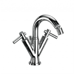 Monoforo per bidet con canna alta girevole e scarico Mood