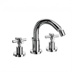 Batteria per bidet tre fori con canna alta girevole e scarico Yuppy