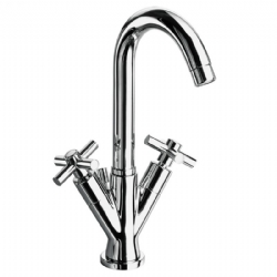 Monoforo per lavabo con canna alta girevole e scarico Yuppy