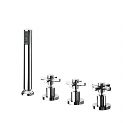 Batteria bordo vasca quattro fori senza bocca con kit doccia Yuppy