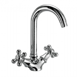 Monoforo per lavabo con canna alta girevole e scarico Noa