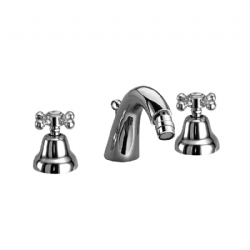 Batteria per bidet tre fori con canna bassa e scarico Aramis