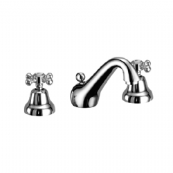 Batteria per lavabo tre fori con canna bassa e scarico Aramis