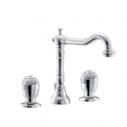 Batteria per lavabo tre fori retrÔö£Ôöé con canna alta girevole e scarico My Bijoux Special