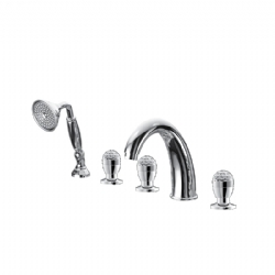 Batteria bordo vasca cinque fori con bocca e kit doccia My Bijoux