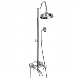 Colonna doccia in ottone retrÔö£Ôöé orientabile con deviatore e gruppo vasca integrato. Con soffione in ottone Ôö£├┐ 200 mm e doccetta in ottone