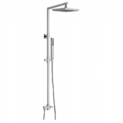 Colonna doccia in ottone sez. quadrata, con deviatore, soffione anticalcare in ottone 200x200 mm doccetta quadrata in abs - senza miscelatore