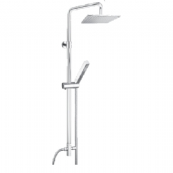 Colonna doccia in ottone con deviatore, soffione anticalcare in abs 200x200 mm e doccetta in abs - senza miscelatore