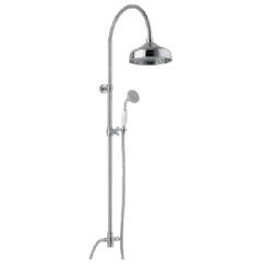 Colonna doccia in ottone con deviatore, soffione anticalcare Ôö£├┐ 200 mm e doccetta antica, tutto in ottone - senza miscelatore