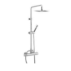Colonna doccia in ottone,soffione anticalcare in  acciaio slim 200X200 mm  e doccetta in abs, con miscelatore termostatico SMART