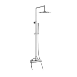 Colonna doccia in ottone con deviat,soffione anticalcare in  acciaio slim diam. 250mm  e doccetta in abs, con miscelatore termostatico SMART