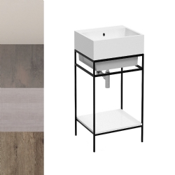Lavabo in ceramica 45x50 su struttura in metallo con ripiano in legno Volant Colavene