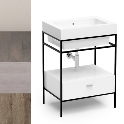 Lavabo in ceramica 60x50 su Struttura in metallo con cassetto Alaqua Colavene