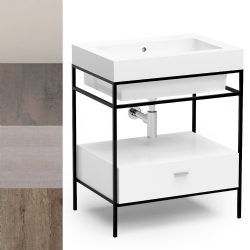 Lavabo in ceramica 70x50 su Struttura in metallo con cassetto Alaqua Colavene
