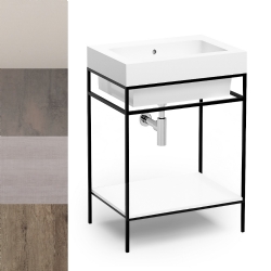 Lavabo in ceramica 60x50 su Struttura in metallo con ripiano in legno Alaqua Colavene