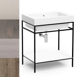 Lavabo in ceramica 70x50 su Struttura in metallo con ripiano in legno Alaqua Colavene