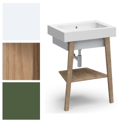 Lavabo in ceramica 60x50 su Struttura in frassino con ripiano Alaqua - Colavene