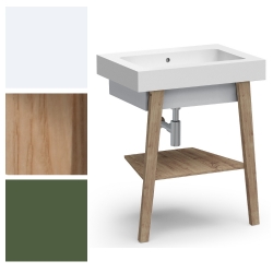 Lavabo in ceramica 70x50 su Struttura in frassino con ripiano Alaqua Colavene
