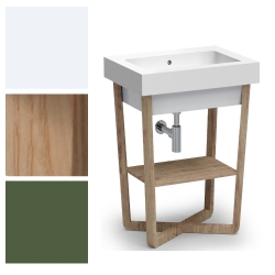 Lavabo in ceramica 60x50 su Struttura in frassino con ripiano Alaqua Colavene