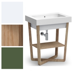 Lavabo in ceramica 70x50 su Struttura in frassino con ripiano Alaqua Colavene
