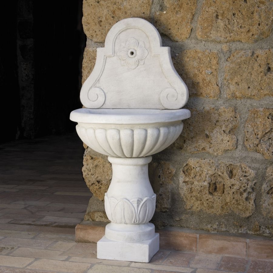 Fontana Da Parete Arredo Giardino In Pietra Ricostituita